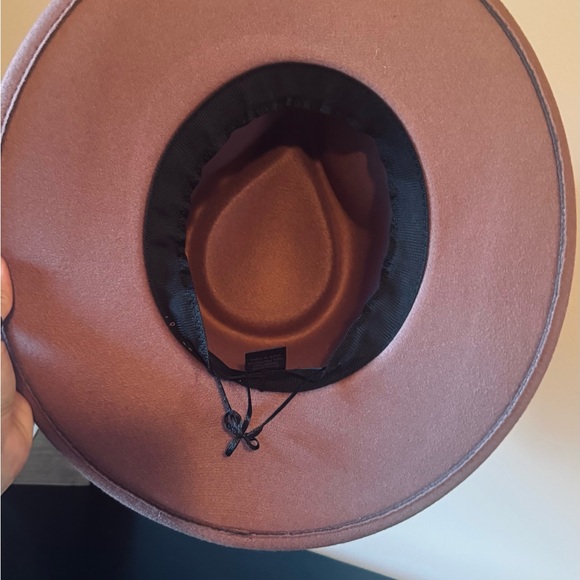 Women's Pink Fedora Hat with Lace Trim - Picture 5 of 6